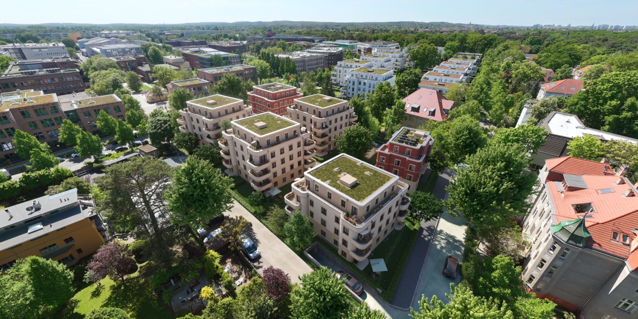 Das Projekt "Marlene 21" fügt sich harmoisch in die Umgebung in Potsdam-Babelsberg ein. © VERIMAG