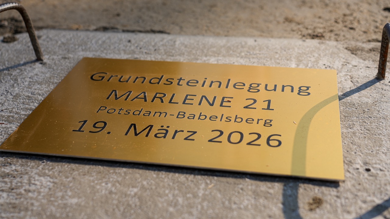 Grundsteinlegung am 19. März 2026 für Marlene 21 in Potsdam Babelsberg.